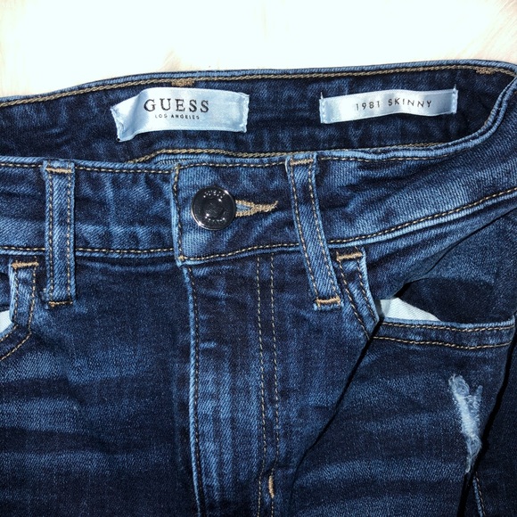 Guess High Rise Skinny Jeans with Rips - Picture 5 of 8